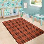 Orange And Black Tartan Pattern Print Area Rug