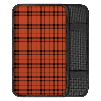 Orange And Black Tartan Pattern Print Car Center Console Cover