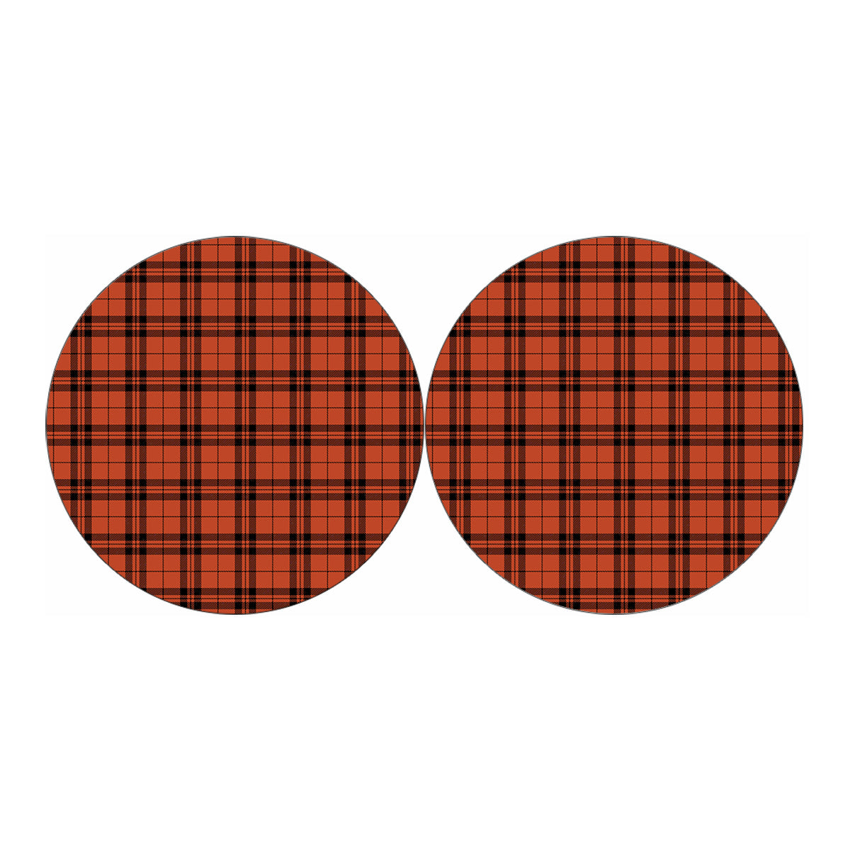 Orange And Black Tartan Pattern Print Car Coasters