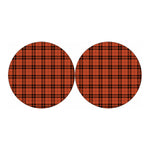 Orange And Black Tartan Pattern Print Car Coasters