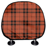 Orange And Black Tartan Pattern Print Car Headrest Covers