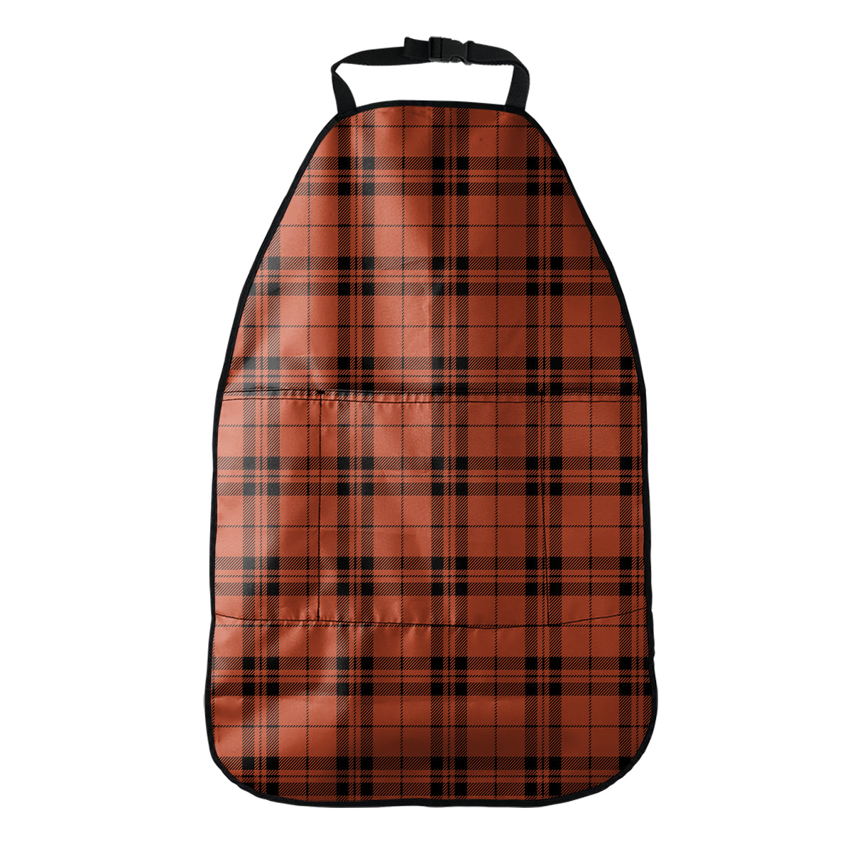 Orange And Black Tartan Pattern Print Car Seat Organizers