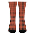 Orange And Black Tartan Pattern Print Crew Socks