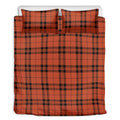 Orange And Black Tartan Pattern Print Duvet Cover Bedding Set