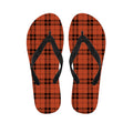 Orange And Black Tartan Pattern Print Flip Flops