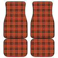 Orange And Black Tartan Pattern Print Front and Back Car Floor Mats
