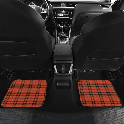 Orange And Black Tartan Pattern Print Front and Back Car Floor Mats