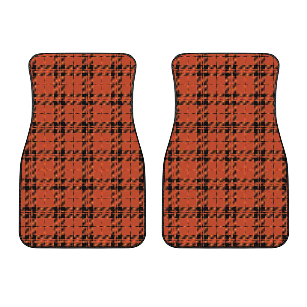 Orange And Black Tartan Pattern Print Front Car Floor Mats