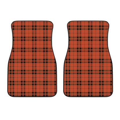 Orange And Black Tartan Pattern Print Front Car Floor Mats