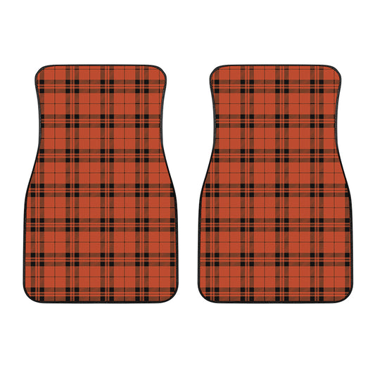 Orange And Black Tartan Pattern Print Front Car Floor Mats