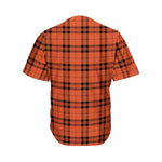 Orange And Black Tartan Pattern Print Men's Baseball Jersey