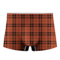 Orange And Black Tartan Pattern Print Men's Boxer Briefs