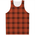 Orange And Black Tartan Pattern Print Men's Tank Top
