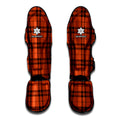 Orange And Black Tartan Pattern Print Muay Thai Shin Guards