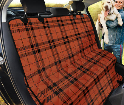 Orange And Black Tartan Pattern Print Pet Car Back Seat Cover