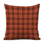 Orange And Black Tartan Pattern Print Pillow Cover