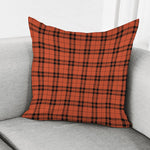 Orange And Black Tartan Pattern Print Pillow Cover