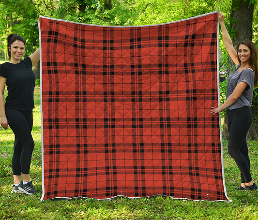 Orange And Black Tartan Pattern Print Quilt