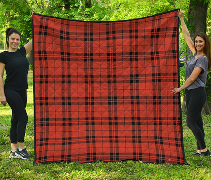 Orange And Black Tartan Pattern Print Quilt