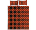 Orange And Black Tartan Pattern Print Quilt Bed Set