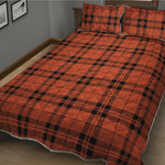 Orange And Black Tartan Pattern Print Quilt Bed Set