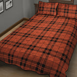 Orange And Black Tartan Pattern Print Quilt Bed Set