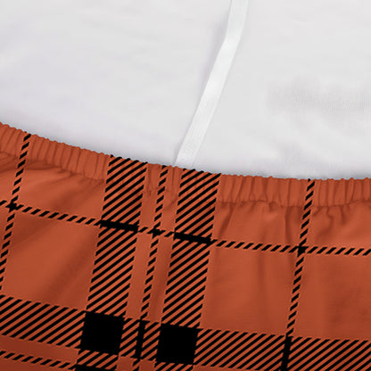 Orange And Black Tartan Pattern Print Sofa Cover