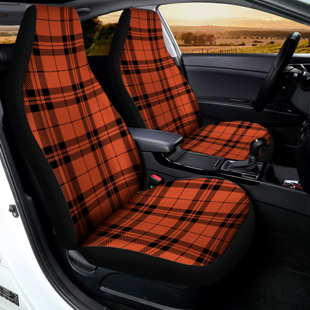 Orange And Black Tartan Pattern Print Universal Fit Car Seat Covers
