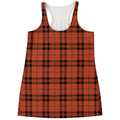 Orange And Black Tartan Pattern Print Women's Racerback Tank Top
