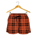 Orange And Black Tartan Pattern Print Women's Shorts