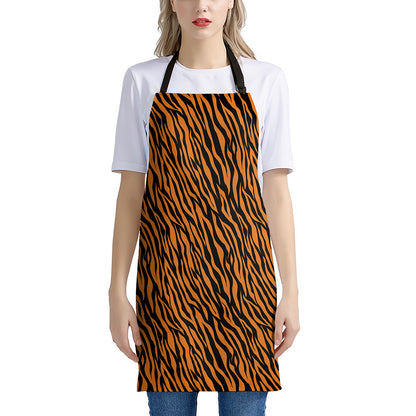 Orange And Black Tiger Stripe Print Apron