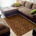 Orange And Black Tiger Stripe Print Floor Mat
