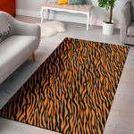 Orange And Black Tiger Stripe Print Area Rug