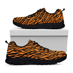 Orange And Black Tiger Stripe Print Black Sneakers