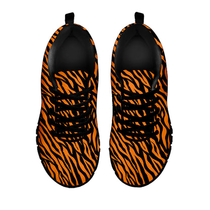 Orange And Black Tiger Stripe Print Black Sneakers