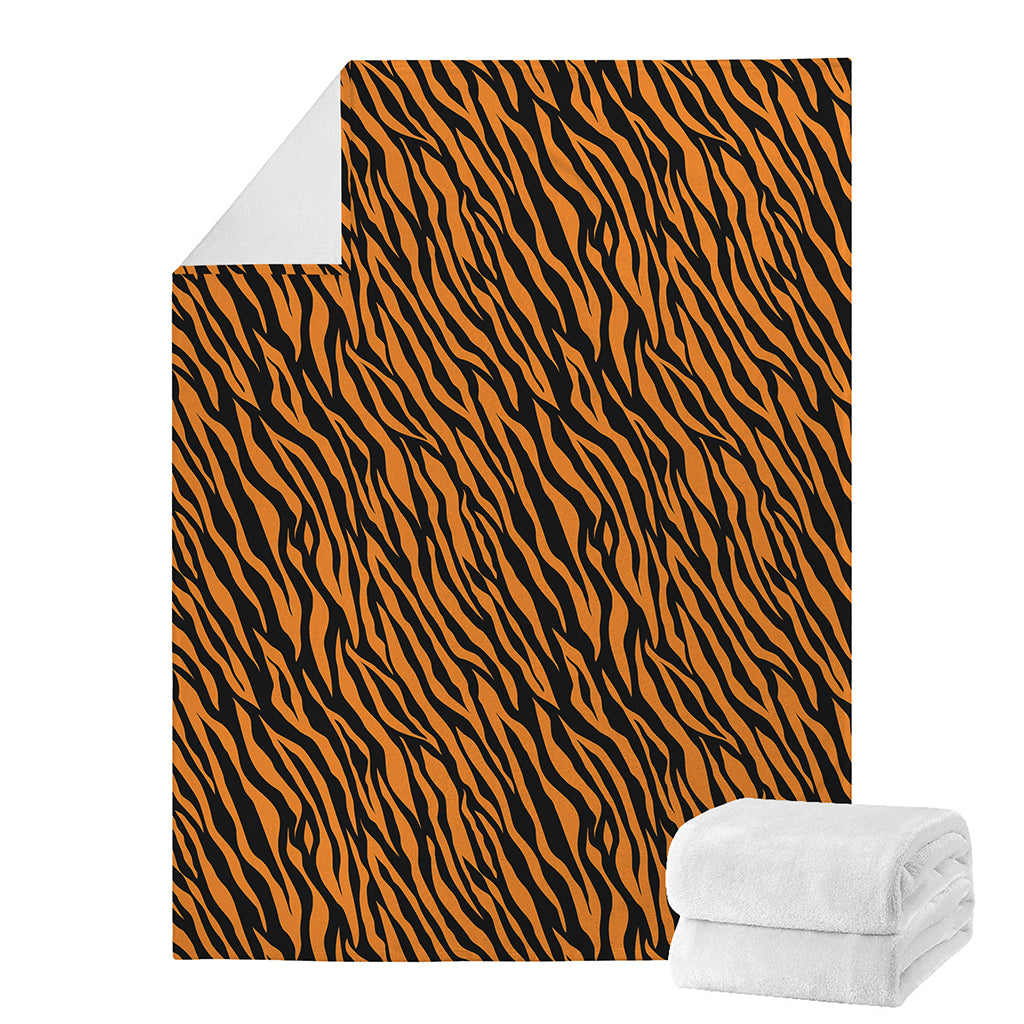 Orange And Black Tiger Stripe Print Blanket