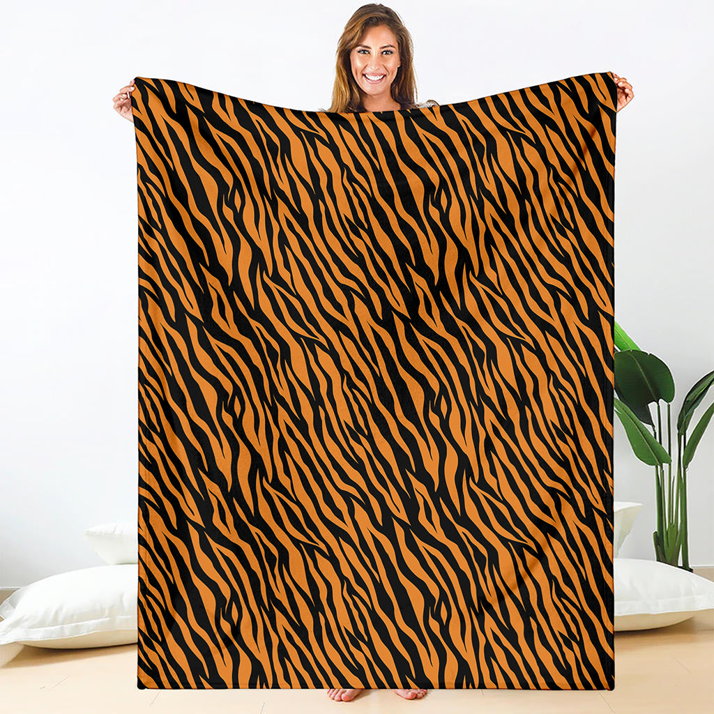 Orange And Black Tiger Stripe Print Blanket