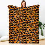 Orange And Black Tiger Stripe Print Blanket