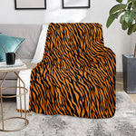 Orange And Black Tiger Stripe Print Blanket