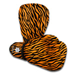 Orange And Black Tiger Stripe Print Boxing Gloves