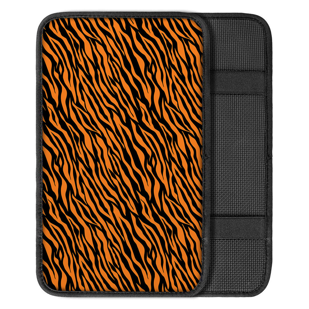 Orange And Black Tiger Stripe Print Car Center Console Cover