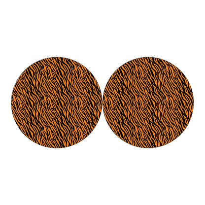 Orange And Black Tiger Stripe Print Car Coasters
