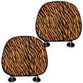 Orange And Black Tiger Stripe Print Car Headrest Covers
