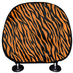Orange And Black Tiger Stripe Print Car Headrest Covers