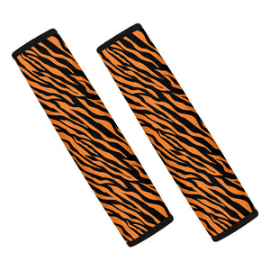 Orange And Black Tiger Stripe Print Car Seat Belt Covers