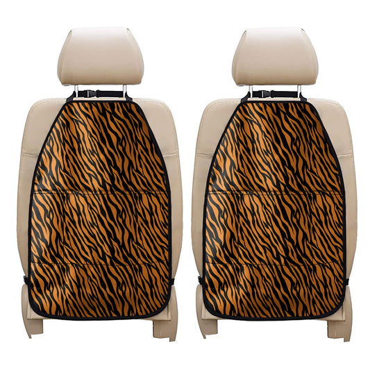 Orange And Black Tiger Stripe Print Car Seat Organizers