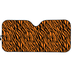 Orange And Black Tiger Stripe Print Car Sun Shade