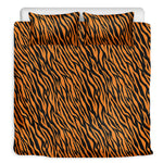 Orange And Black Tiger Stripe Print Duvet Cover Bedding Set