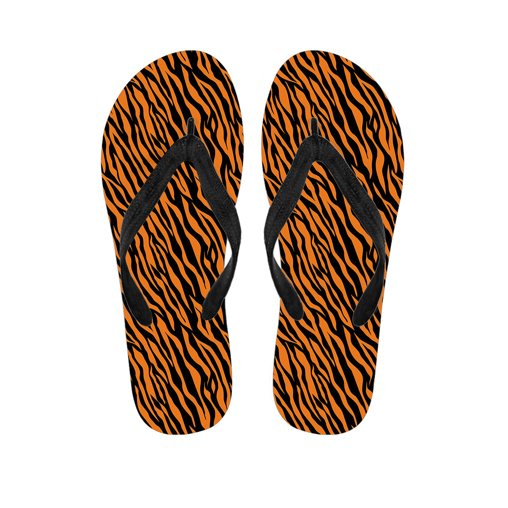Orange And Black Tiger Stripe Print Flip Flops