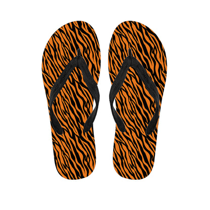 Orange And Black Tiger Stripe Print Flip Flops